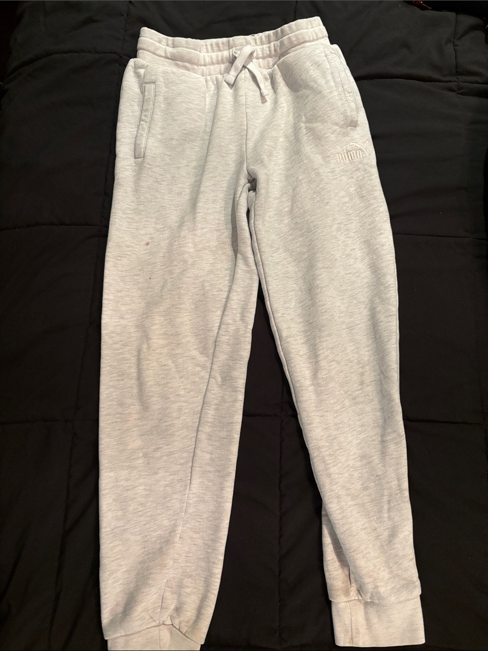 Puma girls Kids Light Heather Gray Joggers XL 14/16